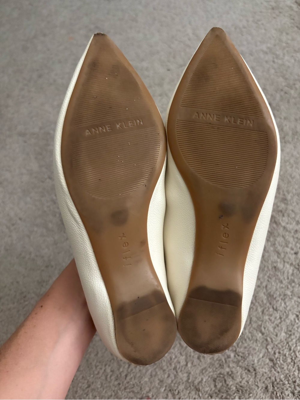 Anne Klein Cream Pointed-Toe Slip-On Flats - Picture 3 of 3